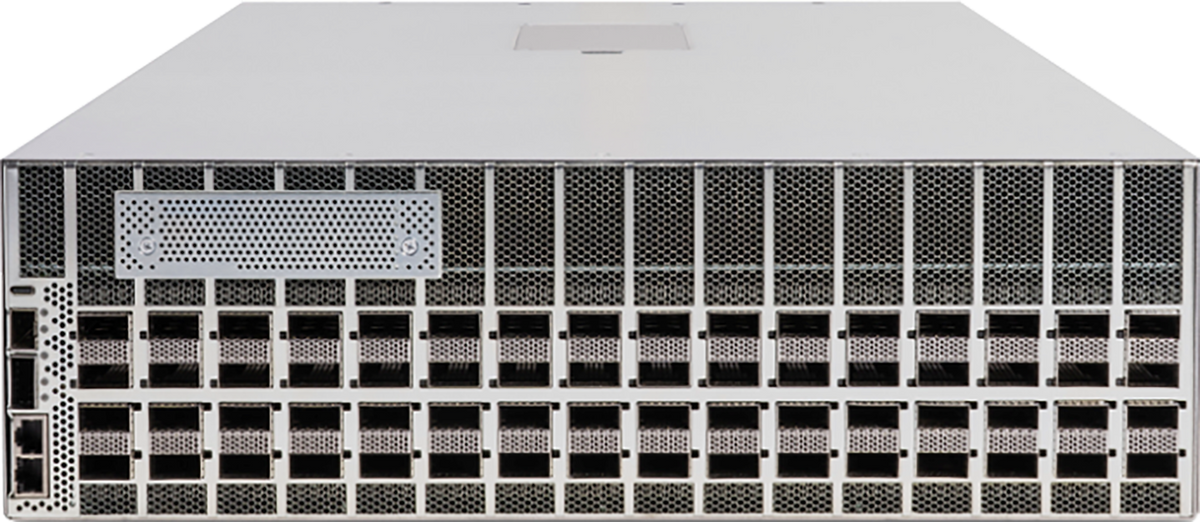 Silver metal cisco 8223-64e-m server rack with perforated front panel and multiple drive bays for 8200 series router