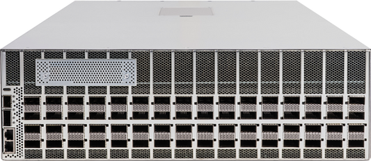Cisco 8223-64EF-M silver server rack with perforated panel and 64x800G drive bays