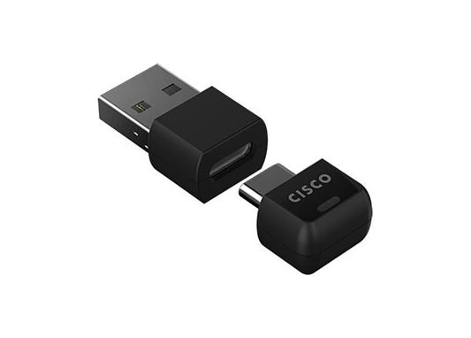 Cisco HS-WL-ADPT-USBC | Wireless Headset USB-C HD Adapter + USB-A Converter | Interface: USB-C (with USB-A converter) | Connectivity: Bluetooth | For: 980 Series and select wireless headsets