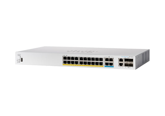 Cisco C1300-24MGP-4X | 24-port (8x 2.5G + 16x 1G) L2/L3 managed, PoE+ (802.3at), 4x 10G SFP+ uplinks, perpetual license (no subscription)