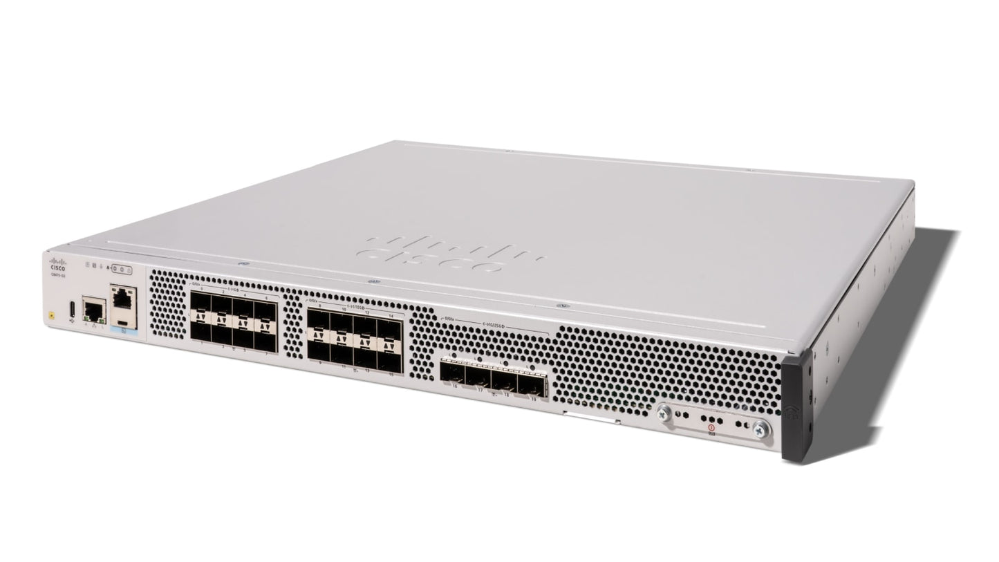 Meraki c8455-g2-mx secure wan edge platform with sleek white metal cisco catalyst 9500 series switch and multiple ethernet ports