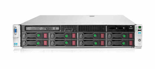 HPE HPE-DL380P-G8 | 2U rack | dual-socket Xeon E5-2600 v1/v2 | up to 24x SFF or 8x LFF bays | Smart Array P420i RAID | up to 768GB DDR3 | 4x 1GbE (FlexLOM) | iLO 4 | redundant Platinum PSUs