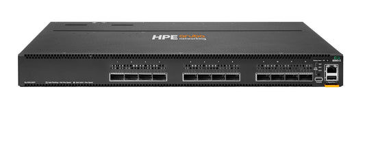 Aruba JL708C | 12x 100G QSFP28 (QSFP+ 40G compatible) | EVPN‑VXLAN spine/leaf | Front‑to‑Back airflow, 3 fans, dual AC PSUs | License: base included