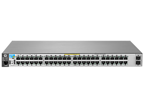 Aruba J9853AR | 48x 1G, PoE+ (802.3at), 2x 10G SFP+ uplinks, L2 managed, 1U rackmount