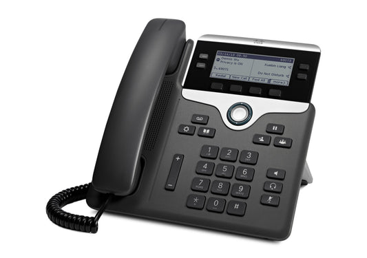 Cisco CP-7841-K9 | 4-line VoIP | 3.5in grayscale display | 2x GbE (LAN+PC) | PoE Class 1 | RJ-9 headset | SIP | wideband audio