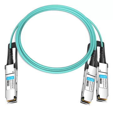 NVIDIA 980-9I445-00H003 3m teal AOC splitter with silver QSFP56 connectors