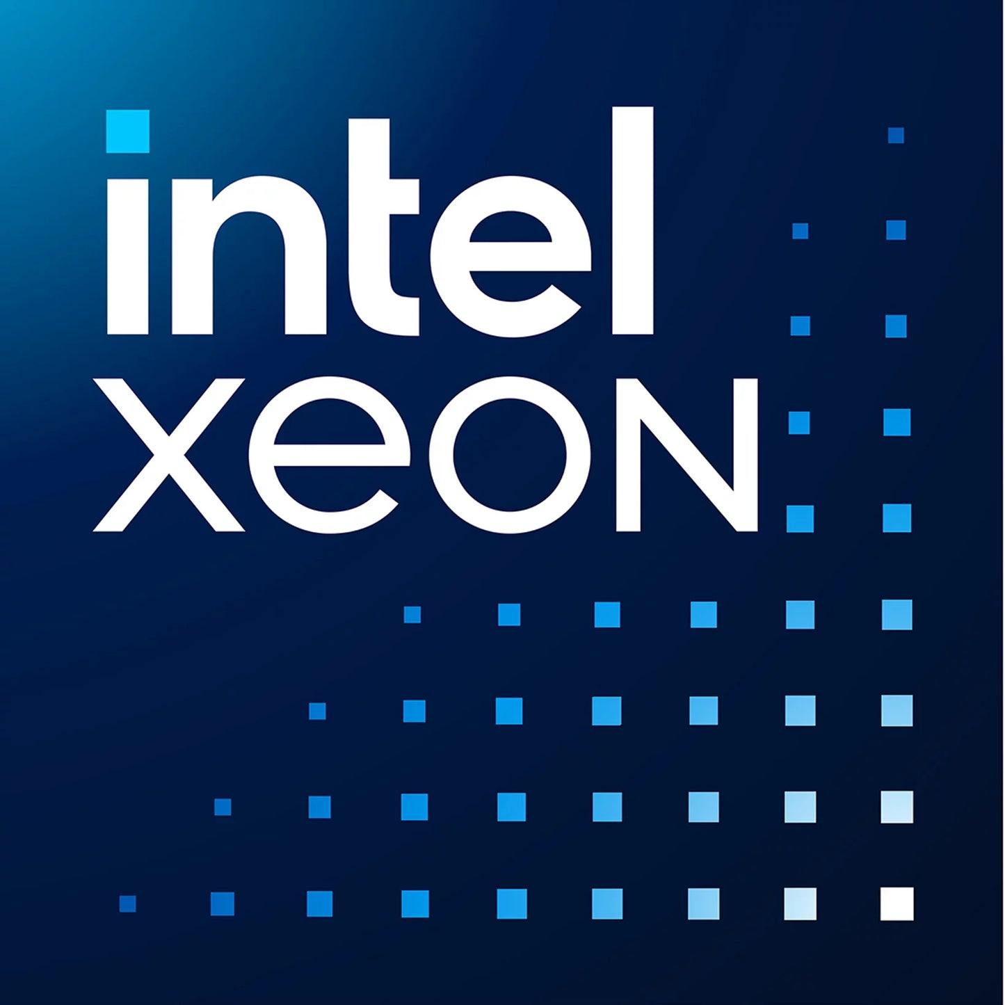 Intel Xeon 6530P logo on blue background, 2.3GHz DDR5-ready CPU