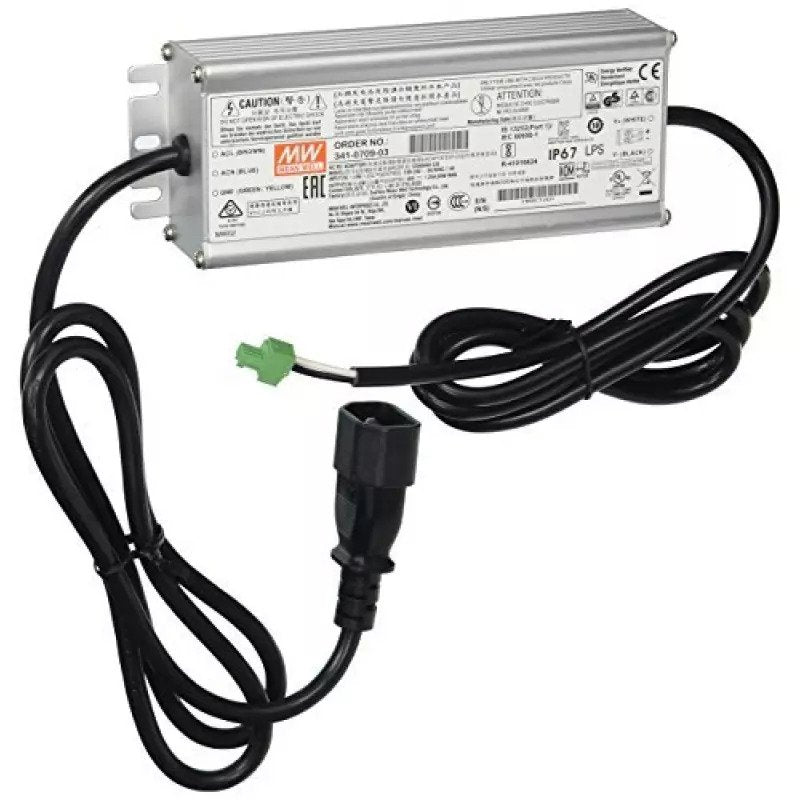 Mean Well silver LED driver with black cord, green connector for Cisco AIR-PWRADPT-RGD2