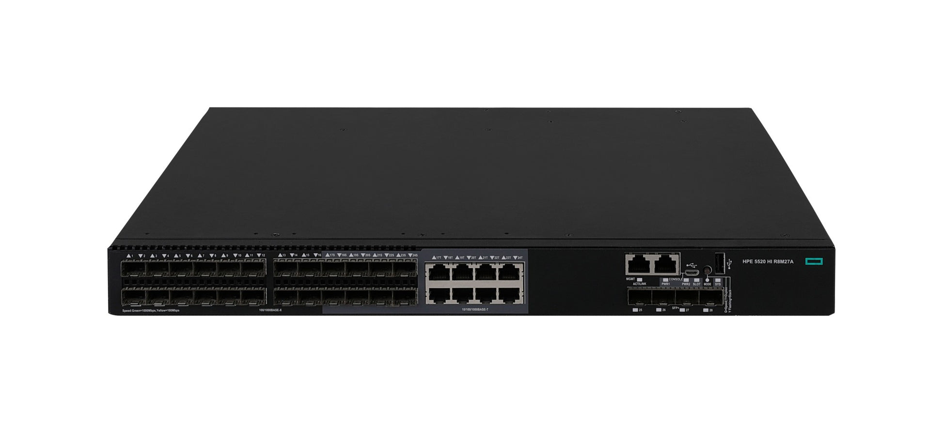 HPE R8M27A Cisco 2960X switch with black housing and silver ports