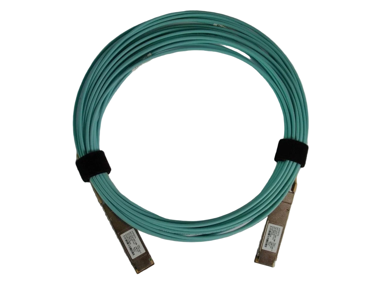 Arista 100GbE QSFP28 AOC green fiber optic cable, 25m coiled