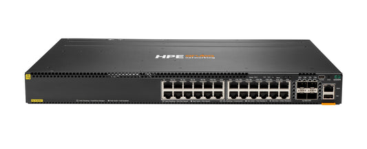 HPE Aruba JL662A 2930F switch with 24x 1G PoE ports and 4x 25G uplinks