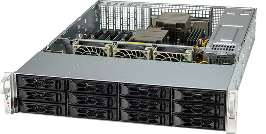 Supermicro as-2024s-tr silver 1u rack-mount server with black front panel drive bays and internal cooling fans