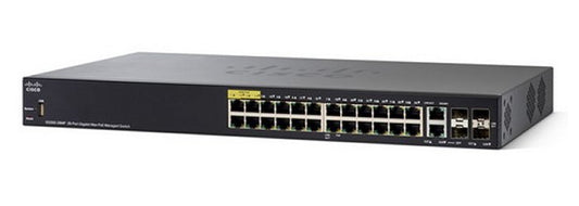 Cisco SG350-28P-K9-AU | 24x 1G PoE+ (195W), 4x 1G SFP uplinks, L2+/static routing, license-free