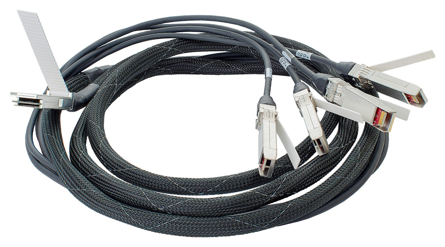 HPE 721064-B21 3m QSFP+ to 4x SFP+ black braided copper DAC cable