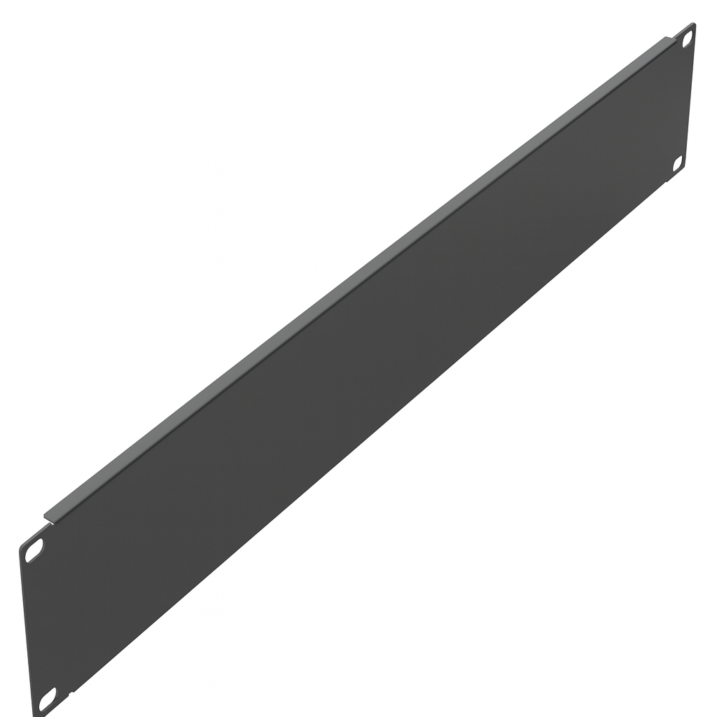 2RU 19-inch matte black steel rack blanking panel with mounting holes