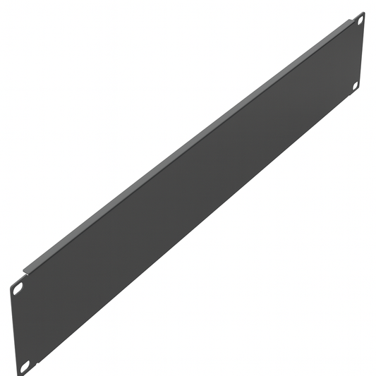 2RU 19-inch matte black steel rack blanking panel with mounting holes