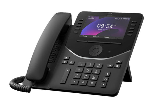 Cisco DP-9861-K9 | Gigabit IP desk phone | 10 lines | dual‑band Wi‑Fi | Bluetooth headset | 2x 10/100/1000 RJ‑45 (LAN+PC) | 802.3af PoE | color LCD | Carbon Black