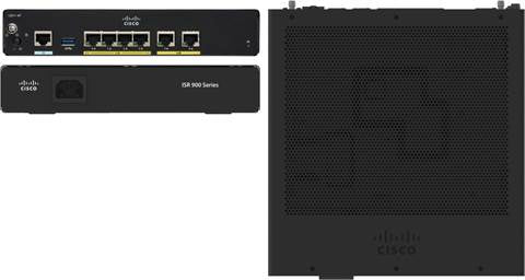 Cisco ISR 9100 series black router with multiple ports, Gigabit WAN, 4 GE LAN, SD-WAN ready