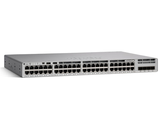 Cisco C9200-48P-E | 48x 1G RJ-45, PoE+ (802.3at) | modular uplinks: 4x SFP/SFP+ (1/10G) | Network Essentials