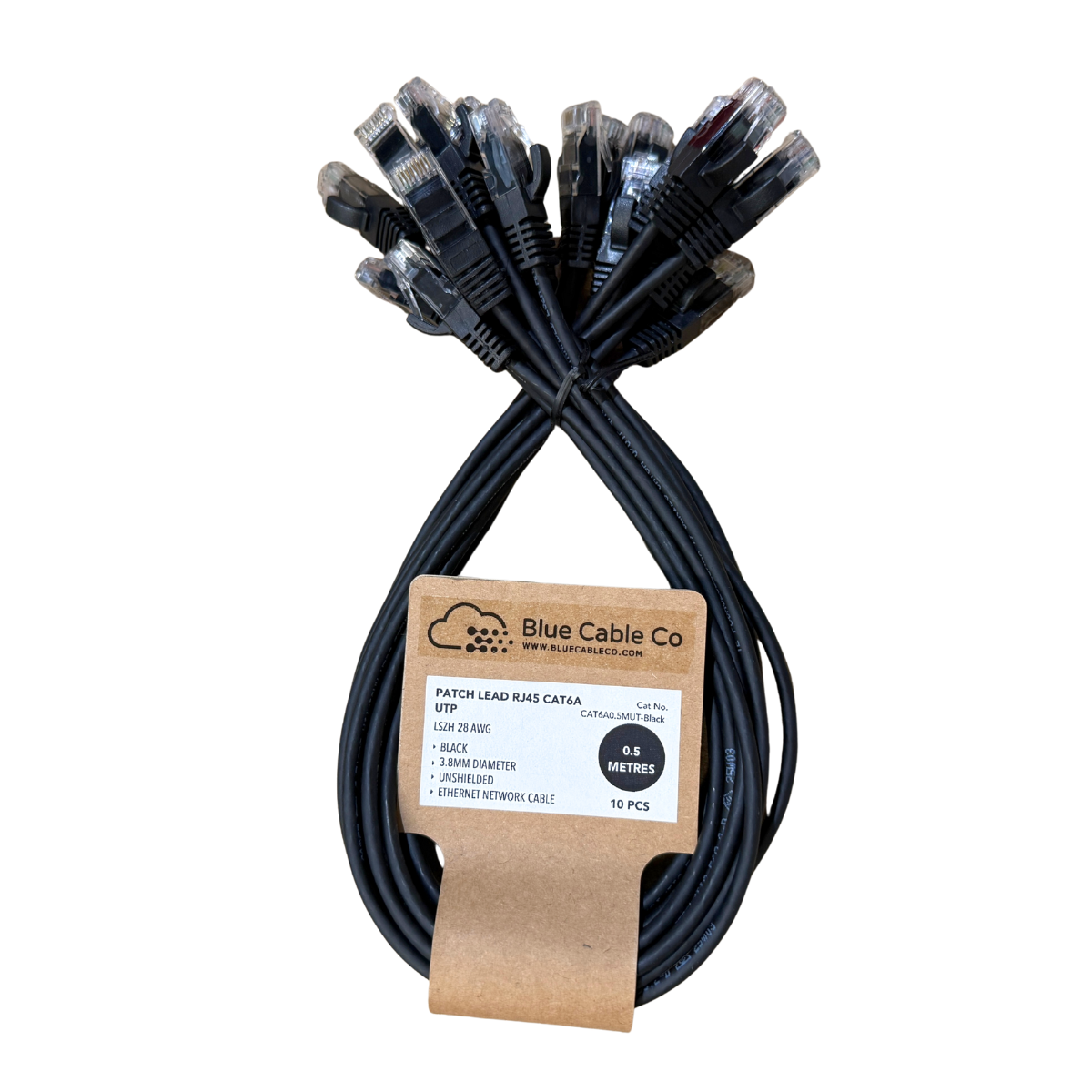 10-Pack Black Cat5e RJ45 Patch Cables, 0.25M to 5M UTP LSZH