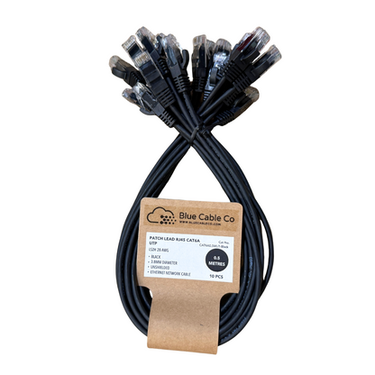 10-Pack Black Cat5e RJ45 Patch Cables, 0.25M to 5M UTP LSZH