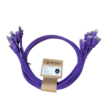 Purple Cat5e RJ45 Cable from Blue Cable Co, 0.25M-5M LSZH UTP