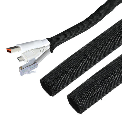 Braided Cable Sleeve 38mm x 1m, Cable Management Wrap, Black