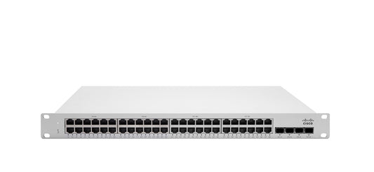 Meraki MS250-48LP-HW | 48x 1G PoE+ (370W), 4x 10G SFP+ uplinks, L3 static, Stacking, License: Enterprise