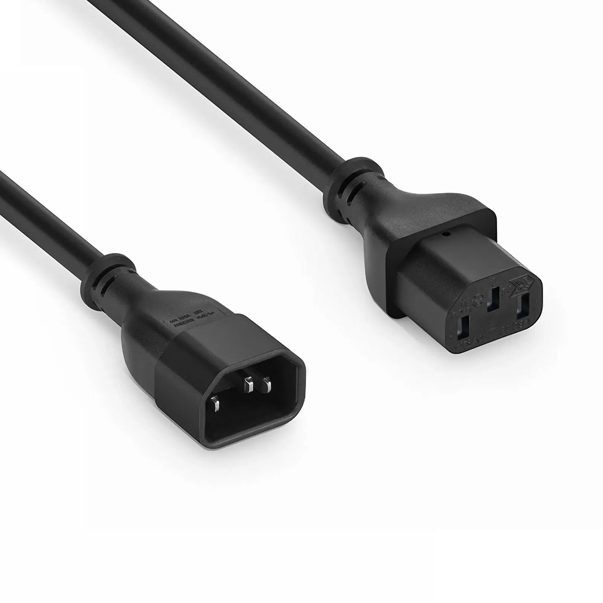 Black IEC C13 to C14 power cable with NEMA 5-15 plug, 250V 10A, 1-5m