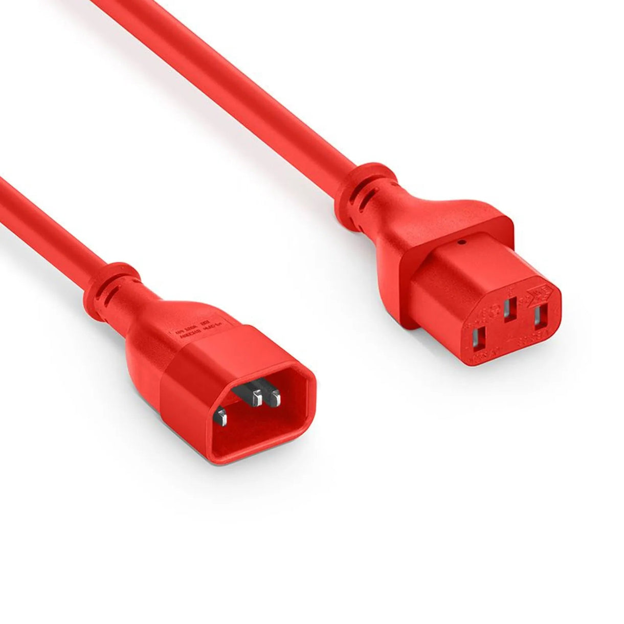 Red IEC C13 to C14 power cable, 250V 10A, 1-5m length