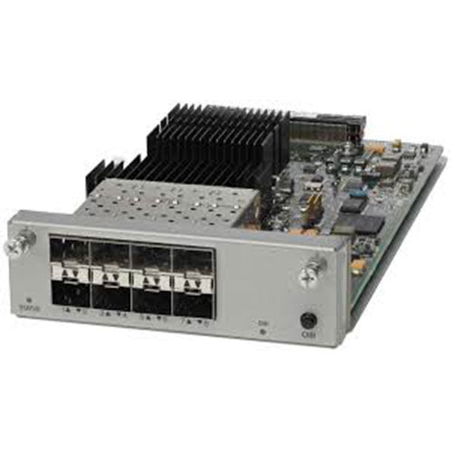 Cisco C4KX-NM-8SFP+ 8x10GbE SFP+ network module with silver circuit board