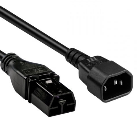 2m black IEC C14 male to Saf-D-Grid female PDU power cable