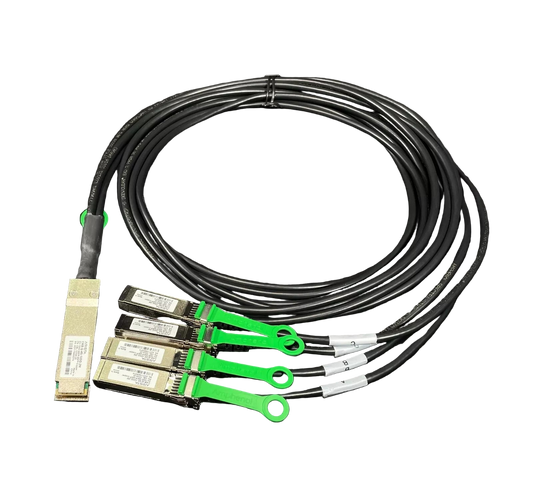 Arista 100G QSFP28 to 4x SFP28 DAC twinax cable, 2m black with green connectors