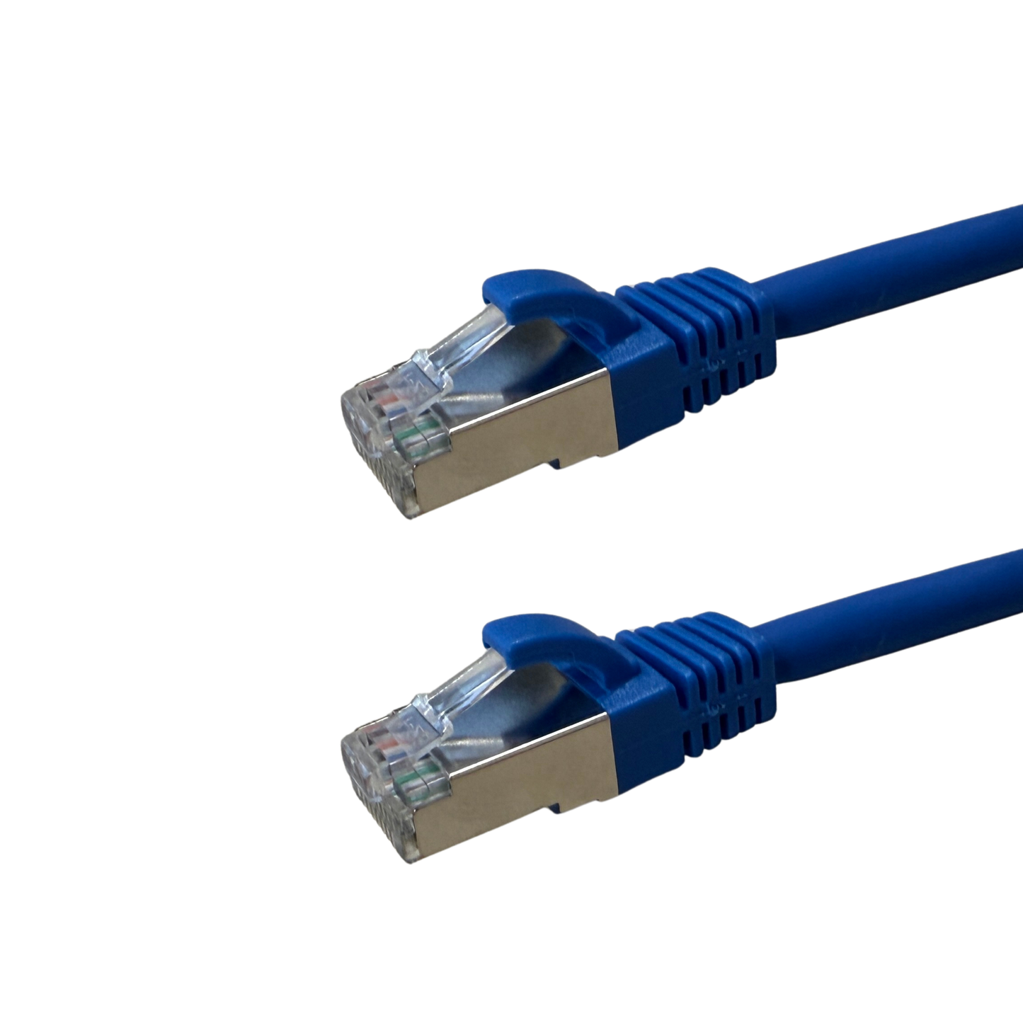 Blue CAT6A S/FTP slim 26AWG LSZH Ethernet patch cable with RJ45 connectors, 0.5M