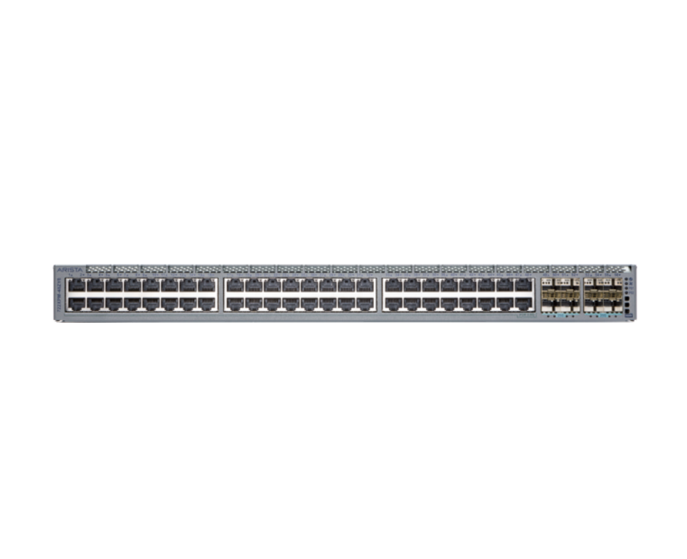 Gray cisco catalyst 9500 series network switch with multiple ethernet ports and compact rectangular design shown from back side