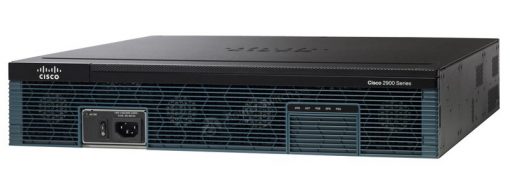 Cisco 7940 black VoIP phone with silver accents on ISR 2921 router