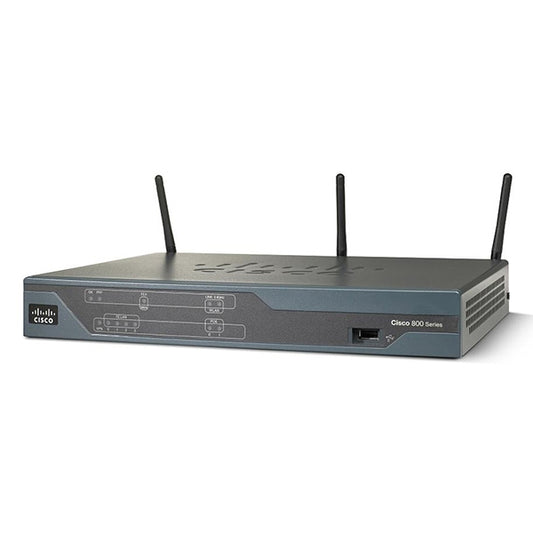 Cisco 881W-GN-A-K9 router with dual antennas and sleek black design