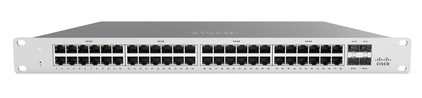 Meraki MS125-48FP-HW | 48x 1G L2 | PoE+ (802.3at) 740W | 4x 10G SFP+ uplinks | Enterprise license