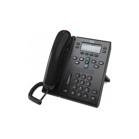 Cisco CP-6945-C-K9 | 4-line IP desk phone, 2x 10/100/1000 LAN+PC switch, PoE 802.3af, backlit mono display, RJ-9 headset, charcoal, standard handset