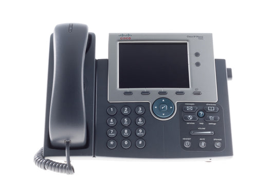 Cisco CP-7945G | Color VoIP deskphone, 5in display, 2 lines, dual 10/100/1000 ports, wideband audio, PoE Class 2, SIP/SCCP
