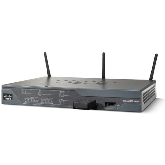 Cisco C881W-GN-A-K9 router with black silver design and antennas