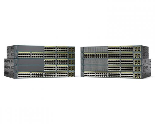 Cisco WS-C2960+48PST-S PoE switch with 48 FE ports and 2G uplinks
