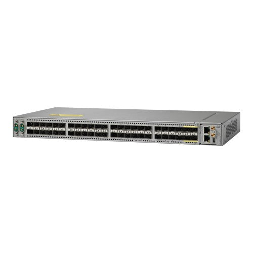 Cisco ASR-9000V-DC-E silver switch with 44x1G ports, 4x10G uplinks, DC input