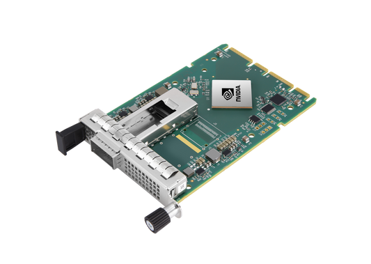NVIDIA ConnectX-6 Dx 100GbE green adapter card with silver connectors