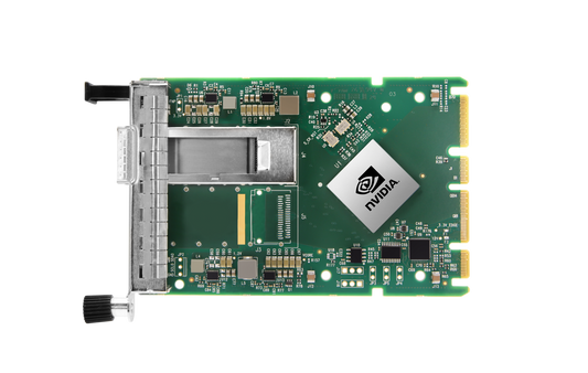 NVIDIA ConnectX-6 Dx 100GbE QSFP56 PCIe NIC on green circuit board