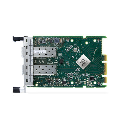 NVIDIA ConnectX-6 Lx 25GbE EN adapter card with green circuit board and Intel logo