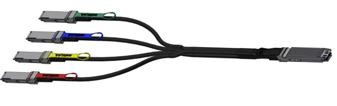 Viatek black 1m passive copper DAC with green blue yellow red OSFP-QSFP56 connectors