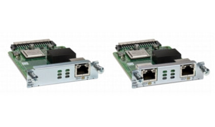 Cisco NIM-2FXO with FXO ports, RJ-11, and green circuit board
