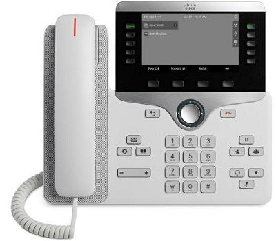 Cisco CP-8811-W-K9 | VoIP desk phone, 5 lines; 5.0in grayscale LCD; 2x RJ-45 GbE switch (10/100/1000); PoE Class 2 (802.3af); wideband audio (Opus/G.722); SRTP/TLS; headset RJ-9