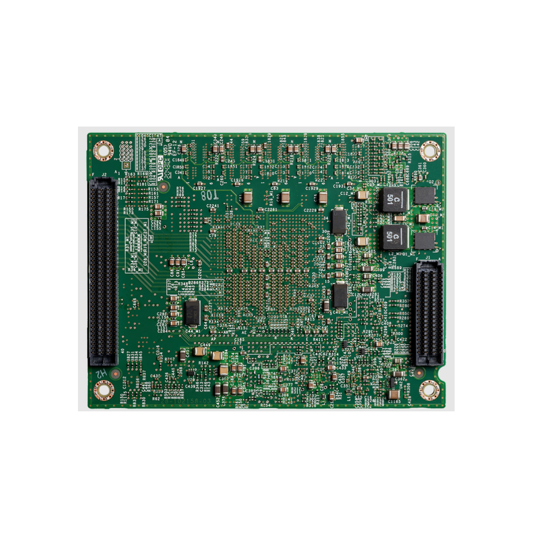 Green rectangular circuit board with black connectors and electronic components for cisco catalyst ess9300 10x 10g sfp+ embedded switch